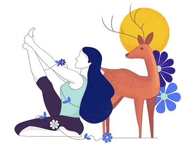 Yoga and nature animal deer digital illustration drawing floral flower illustration nature nature illustration sketch wacom woman woman illustration women yoga yoga drawing yoga illustration yoga pose yoga practice