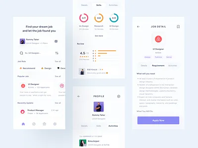 Qerjo - Job Finder Mobile App app clean clean ui design dribbble freelance freelancer job application job board job finder job listing job portal job search jobs mobile ui popular popular design popular shot ui uiux