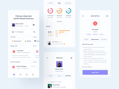 Qerjo - Job Finder Mobile App app clean clean ui design dribbble freelance freelancer job application job board job finder job listing job portal job search jobs mobile ui popular popular design popular shot ui uiux