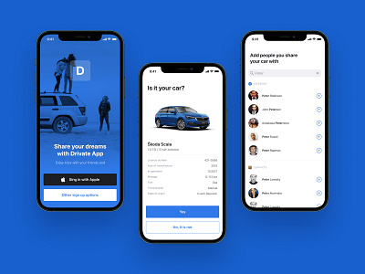 ShareCar App application car product design share ui ux uxui