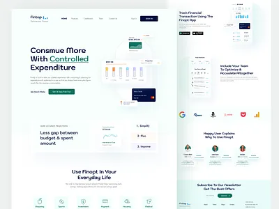 Finopt Financial Optimization Platform app app ui finance financial fintech fintech app graphicdesign landing page minimal optimization ui uiux user interface webdesign website