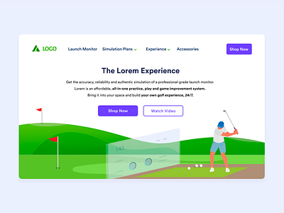 Redesigned Landing Page banner design golf golf app golf club golf game golfing hero banner hero section illustration landing landing design landing site landingpage launch monitor outcrowd ui ui ux uidesign user experience zeynepakdemir