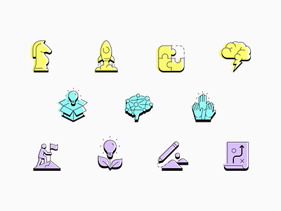 Creative Strategy Icons #2 brand branding colorful icons creative design strategy highlighter icon set icons innovation line art minimal icons neon outline strategy workshop workshopping