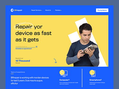 Repair shop landing page design hero landing landing design landing page repair service ui web website