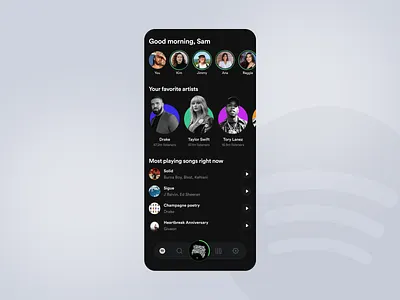 Spotify App Redesign 2022 artists black color dark mode design drake explore home ios menu minimal mobile app music app playlist search spotify redesign ui user experience user interface ux