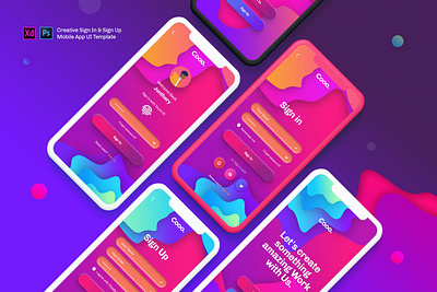 Coo. - Sign In & Sign Up Mobile App UI Template ads advertising app banner banner ad banners creative facebook google adsense instagram interface landing page mobile modern page promo sign in sing up ui ux