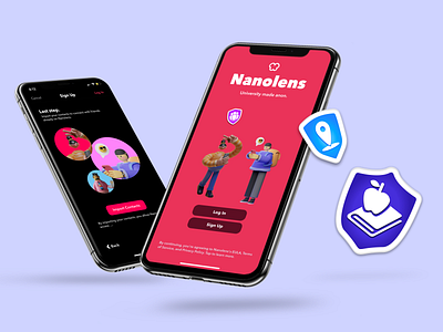Nanolens app design mockup social media app ui