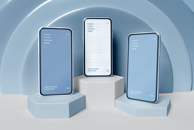 Three Mobile Phone Mockup abstract clean creative delightful device glossy graceful laptop laptop mockup light minimalist mockup modern phone phone mockup realistic shiny simple smartphone ui