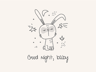 Doodle cute hare. Kids vector illustration cartoon clip art cood night art cute design doodle doodle style dream graphic design hare illustration monochrome sweet dream vector