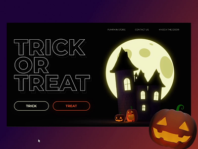 trick or treat hover effect branding design helloween ui ux