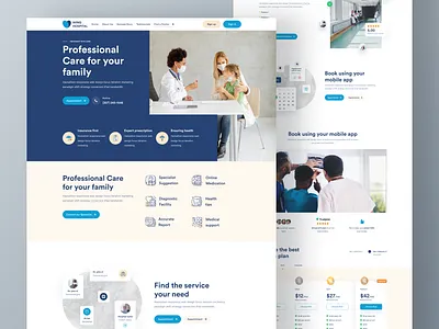 Hospital landing page ui design android appdesign dashboard doctor finding doctor medicine telemedicine dribbble google healthtech hospital illustration ios landing page medical mobile app mobileapp product responsive typography ux web design website