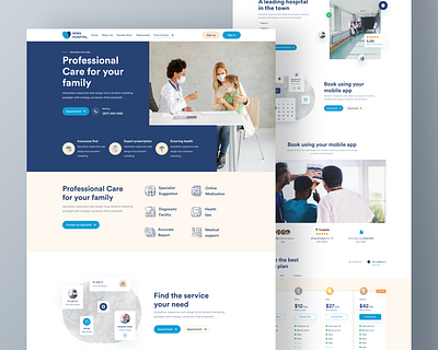 Hospital landing page ui design android appdesign dashboard doctor finding doctor medicine telemedicine dribbble google healthtech hospital illustration ios landing page medical mobile app mobileapp product responsive typography ux web design website