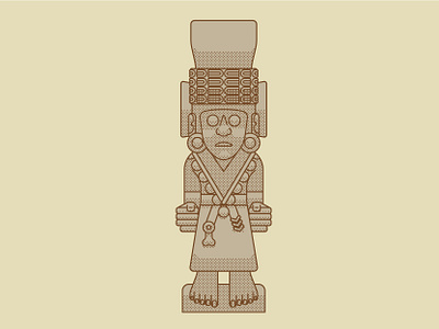 Aztec Stone Statue ancient aztec digital illustration god halftone illustration mexico mexico city monoline statue stone