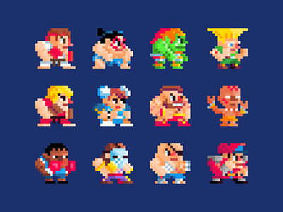 Street Fighter 2 Pixel Art capcom chibi cute games helbetico pixel street fighter 2