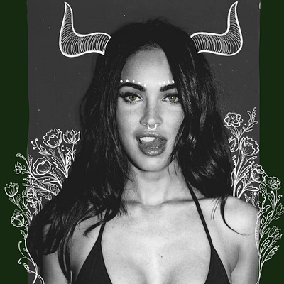 Taurus Season for Auric astrological astrology botanical celebrityportrait florals illustration illustrator meganfox procreate taurus