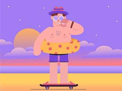 summer time color style colors colourful design flat art flat art illustration character flat design illustraion illustration illustrator lolipop sea summertime sun sunglasses sunset