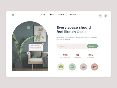 Interactive Landing Page branding design ecommerce app flat furniture store furniture website logo minimal store design typography ui web design