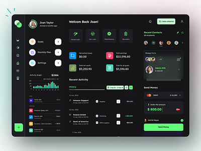 Fintech Dark UI Web Dashboard dark ui dashboard finance financial dashboard fintech fintech dashboard green saas fintech app ui web dashboard web saas app