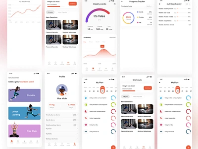 Fitness & Workout Mobile App Design animation app crossfit app exercise app fitness fitness app fitness app design gym gym app health ilias mobile app mobile app design motion graphics sport app ui design workout app