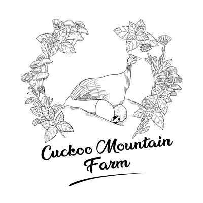 Cuckoo Mountain Farm Logo - Black Line branding design farm farm logo illustration logo logo design typography