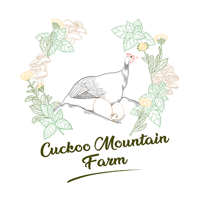 Cuckoo Mountain Farm Logo - Color Line design farm farm logo illustration line art logo logo design typography