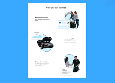 Shop Landing Page auto shop b2b car repair enterprise mechanic ui user interface ux website mockup