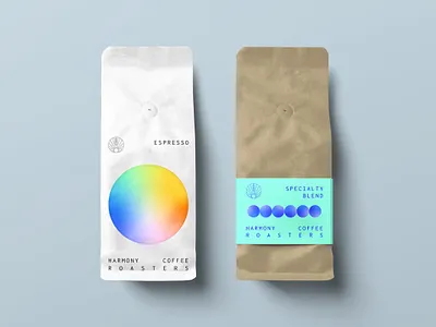 Harmony Coffee Roasters branding coffee coffee branding coffee design coffee logo minimal design minimal packaging modern packaging design mood design packaging packaging design