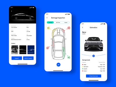 Rapture Damage Inspection app car design estimation ui ux vehicle