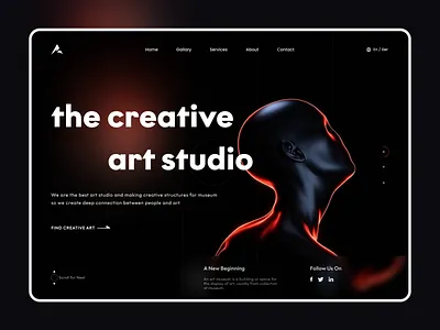 Allies - Creative Art studio Landing page art creative creativity dailyui dark dark mode dark ui design landing landingpage minimal ui uiux web webdesign website