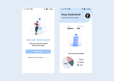 A simple UI concept of a Water-Intake Tracker app android android app android app design android app development android design app design application ui dribbble figma mobile design mobile ui mobileapp ui uidesign uiux ux