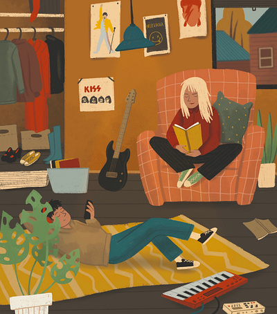 Fragments of illustration for game character cozy illustration