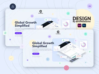 CANAL - Devs Melbourne app brand identity branding dashboard dashboard ui growth hero banner identity illustration landing page design light modern design theme ui ui design ux web design