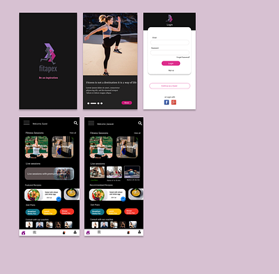 Fitapex figma fitness fitness app high fidelity prototype ui ui design ux design wireframe