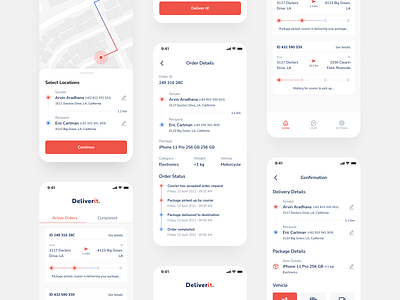 Deliverit - Delivery App app clean courier delivery logistics maps minimalist mobile mobile app mobile app design package track track package transport ui ui design uidesign ux