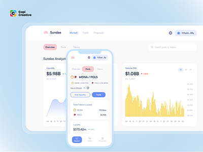 Sundae - Defi Website Design app capi chart creative design finance finance app finance app mobile graphic design mefi ui ui kit web webdesign