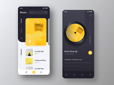 Classic Disk music player app design concept dark design music ui ux