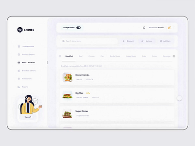 Choies App is an online food ordering - Previous orders table adroid ui kit animated mockup animation choies app dashboard screen food delivery app food ordering glassmorphism ios ui kit iphone mockup motion orders retro ui kit ux design xd ui kit