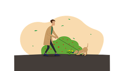 The man with a dog (spring) design dog illustration man spring vector walking