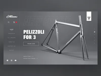 Frame Homepage bike cycle fixedgear homepage homepage design homepage ui pelizzoli redesign silver web website website design