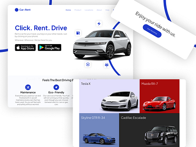 Car-Rent (Website Version) car rent car rental clean design exploration landing page layout rental typography ui user experience ux whitespace