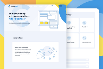 the first shot of CodersPeak website branding design flat graphic design illustration logo minimal software ui ux website