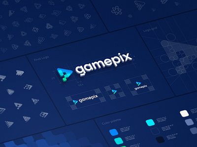 Gamepix Logo Design Process blockchain brandbook branding e commerce fintech game gamer gaming gradient guidelines icon identity logo logo sign mark pixel play icon transition typography video game