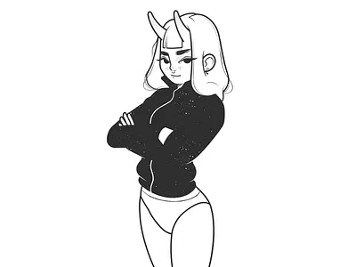 girl black and white body cartoon character character design comic drawing fantasy girl illustration line magic minimal monochrome simple