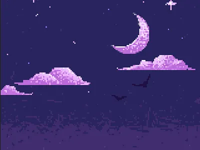 Pixel Moon 8bit illustration moon photoshop pixel pixelart purple