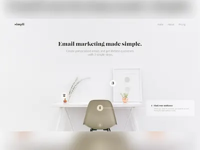 simpli - email marketing homepage adobexd clean ui emailmarketing heropage homepage homepageui marketing minimal simple ui uidesign