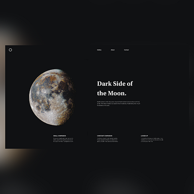 Dark Side of the Moon adobexd homepageui minimal moon ui website