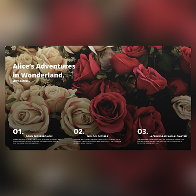 Alice's Adventures in Wonderland Website adobexd aliceinwonderland homepageui minimal roses simple ui