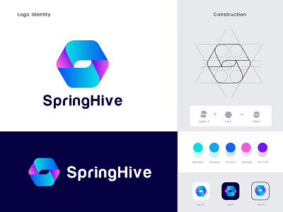 modern geometric logo for springhive a b c d e f g h i j k l m abstract brand identity branding conceptual creative elegant hive logo logo agency logo designs logo mark logos logotype mark moden monogram morden n o p q r s t u v w x y z poly