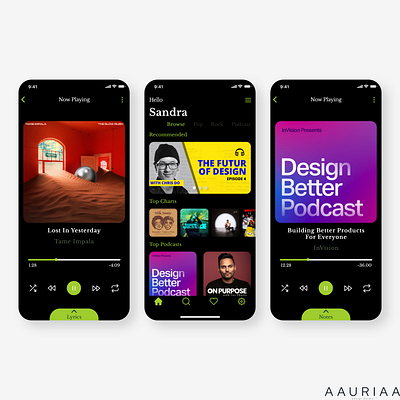 Music + Podcast App UI Design android app design designconcept designer food app ios music musicapp ui uidesign uidesigner uiinspiration ux uxdesign uxdesigner uxinspiration