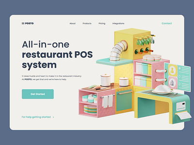 POSTO. B2B Restaurant Management Platform 3d 3d animation 3d art 3d illustrator aftereffects animation b2b design illustration landing page motion design platform restaurant app saas saas website ui uxui web platform website